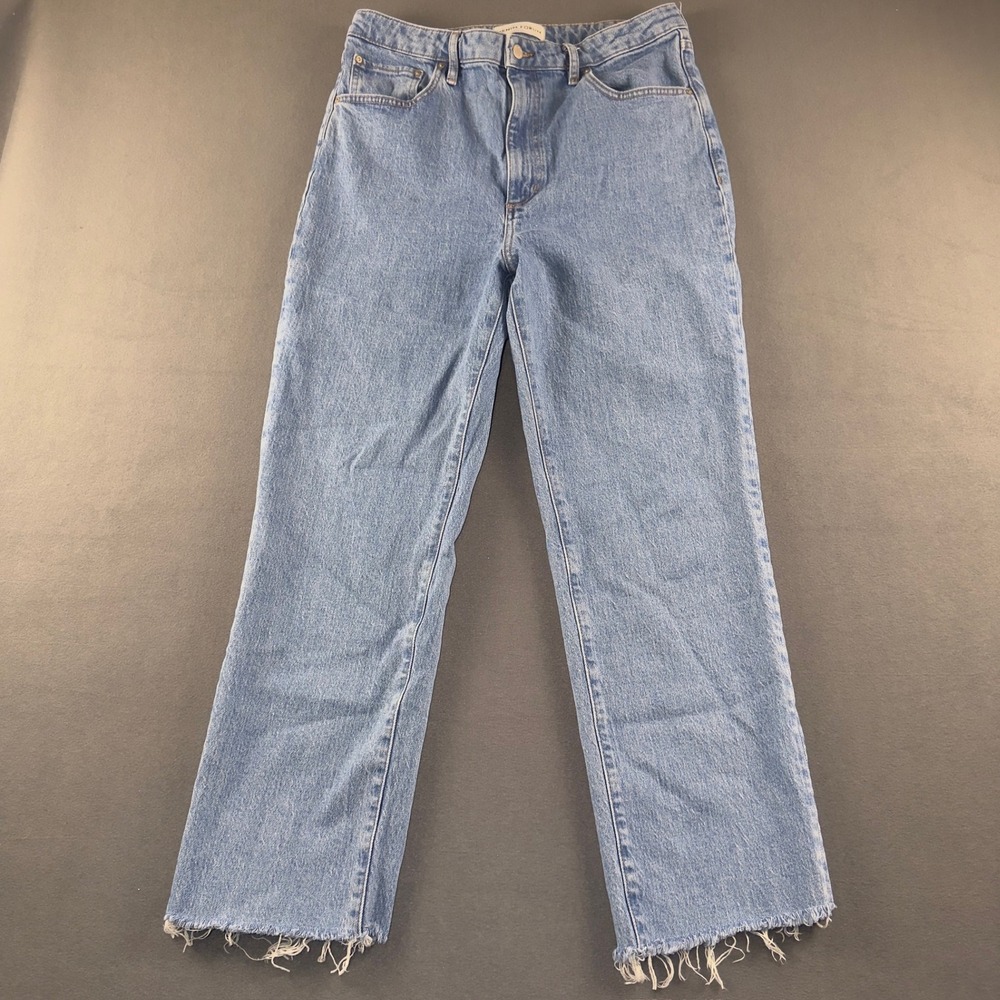 Denim Forum Aritzia Joni High Rise Loose Jeans Light Wash Raw Hem Size 31
